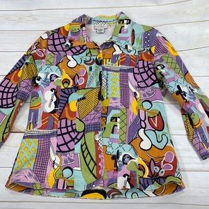 Vintage funky abstract 3/4 sleeve jacket Medium